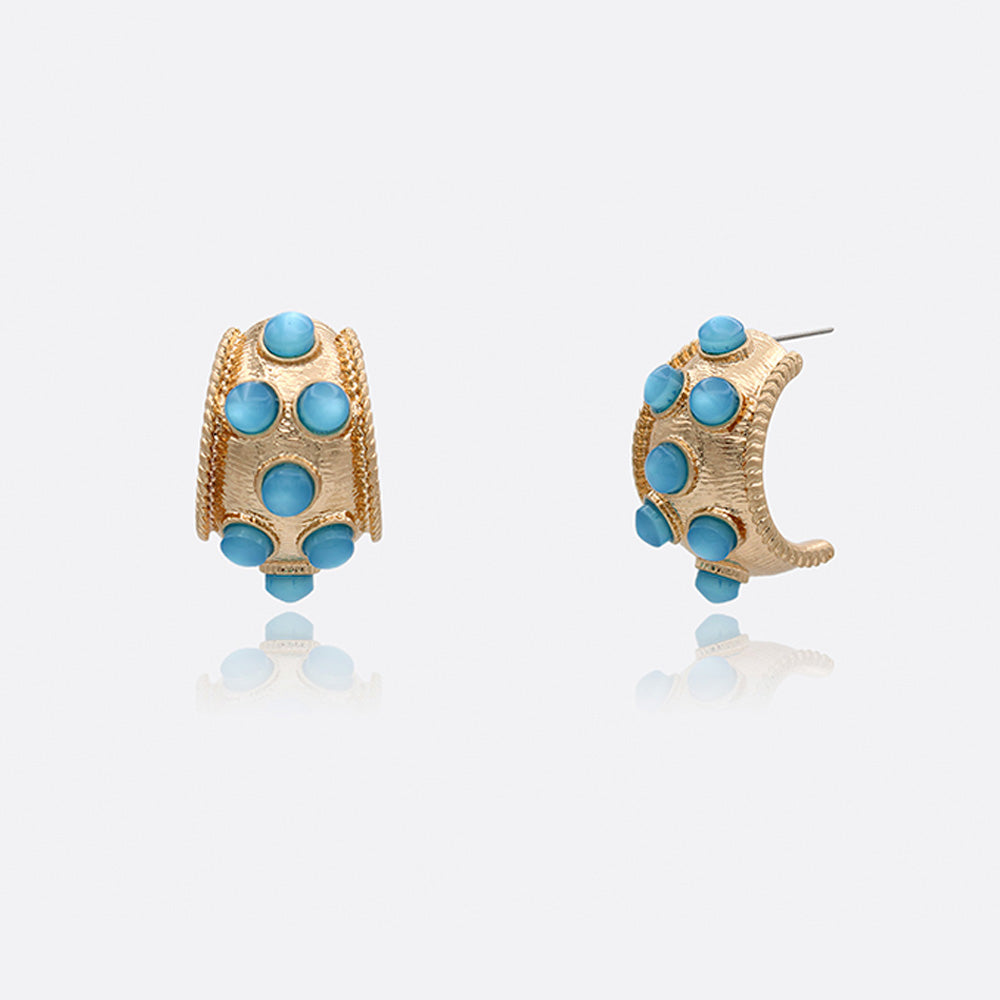 Vintage Acrylic Cat's eye Stud Half Hoop Earrings