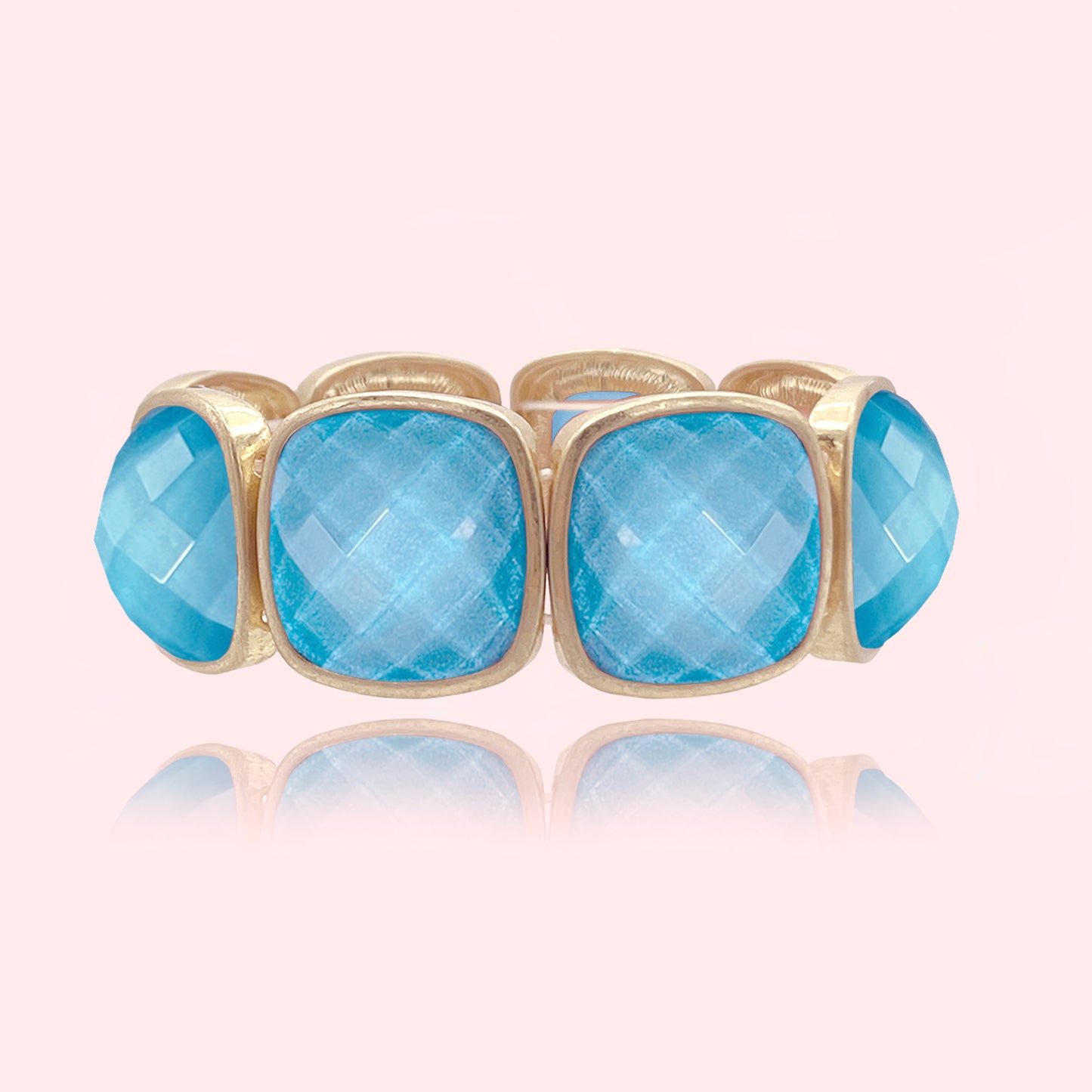 Large Faceted Stone Stretch Bracelet