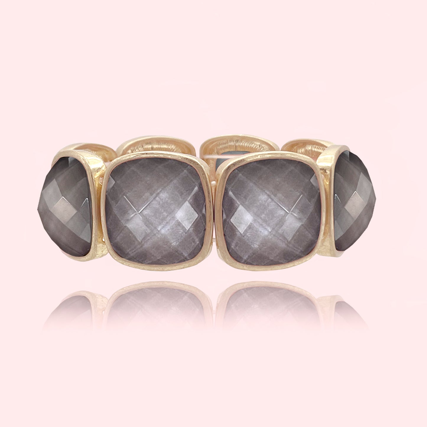 Large Faceted Stone Stretch Bracelet
