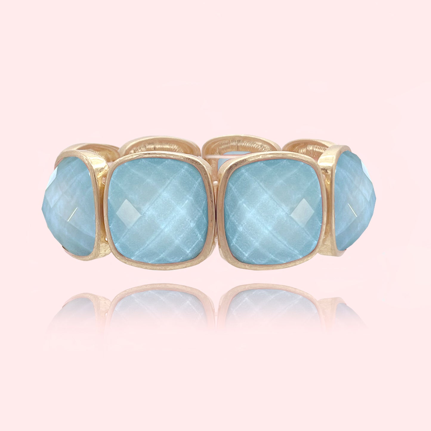 Large Faceted Stone Stretch Bracelet