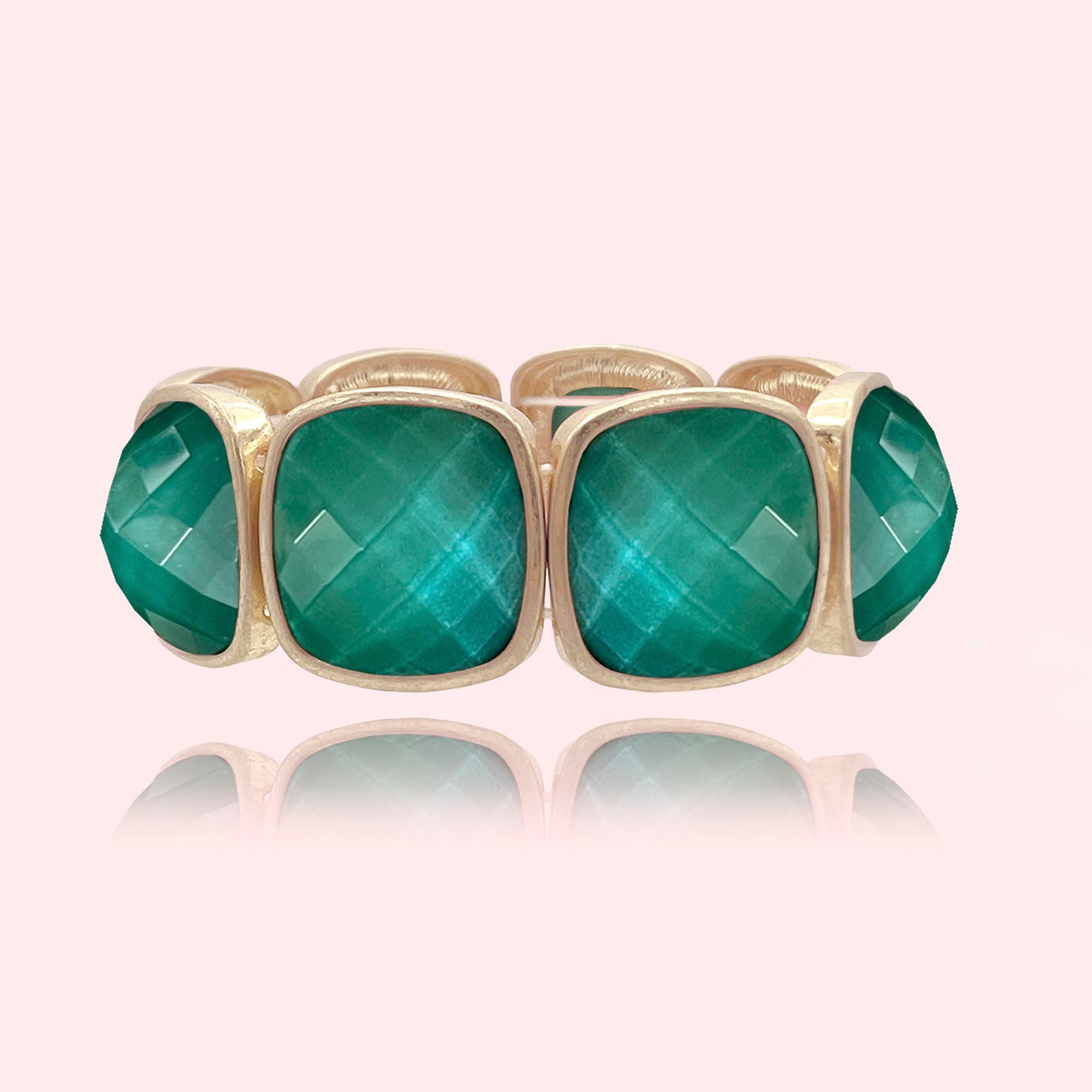 Large Faceted Stone Stretch Bracelet