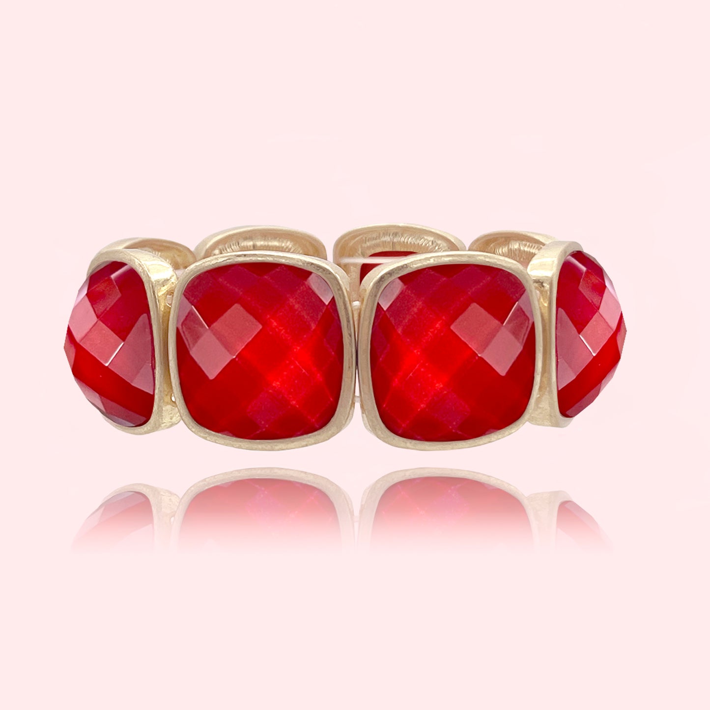 Large Faceted Stone Stretch Bracelet