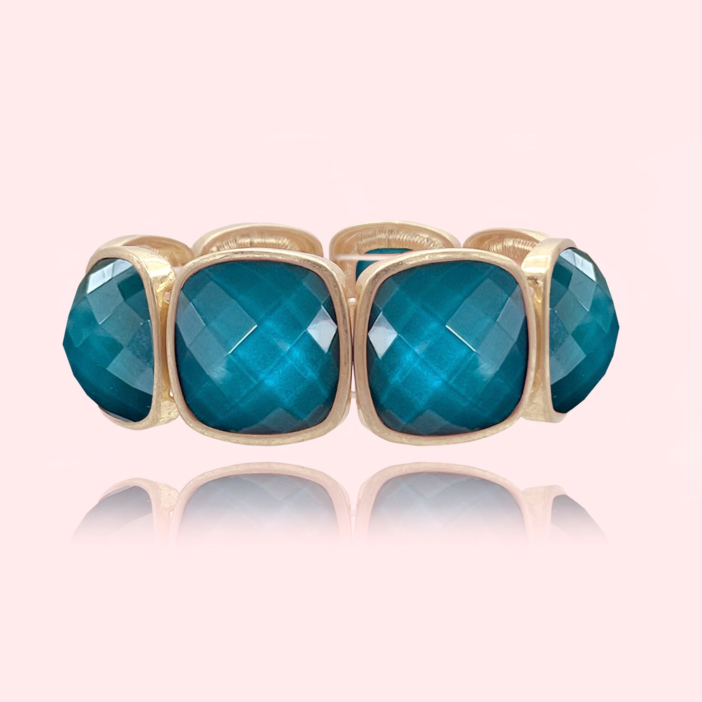 Large Faceted Stone Stretch Bracelet