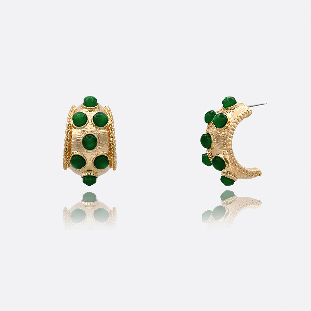 Vintage Acrylic Cat's eye Stud Half Hoop Earrings