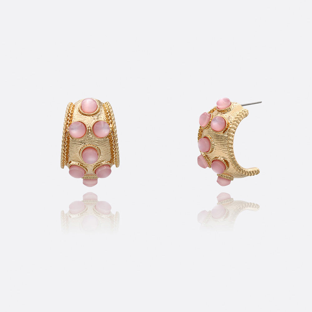Vintage Acrylic Cat's eye Stud Half Hoop Earrings