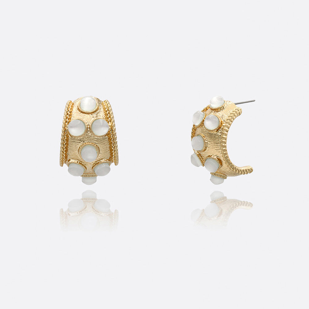Vintage Acrylic Cat's eye Stud Half Hoop Earrings