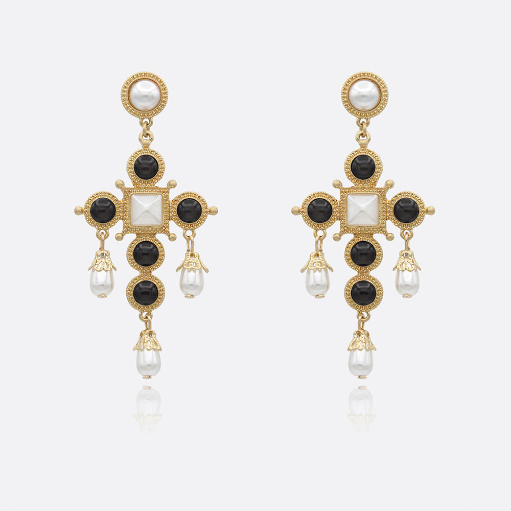 Vintage Acrylic Cat's eye Large Cross Drop Earrings