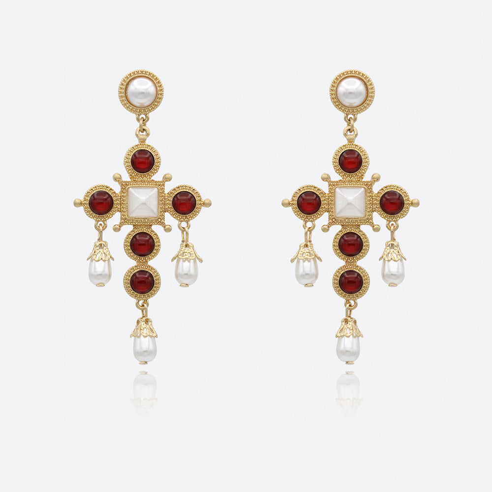Vintage Acrylic Cat's eye Large Cross Drop Earrings