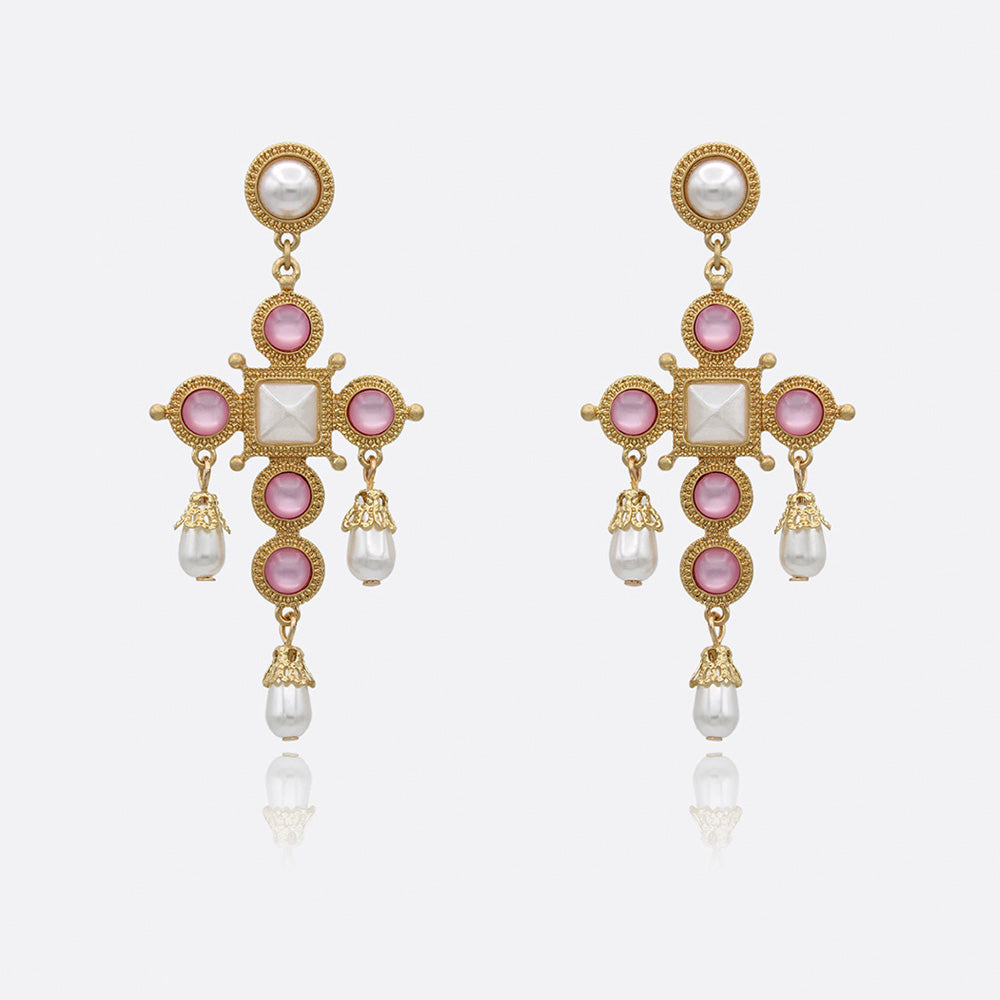 Vintage Acrylic Cat's eye Large Cross Drop Earrings