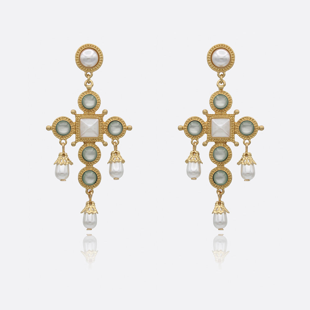 Vintage Acrylic Cat's eye Large Cross Drop Earrings