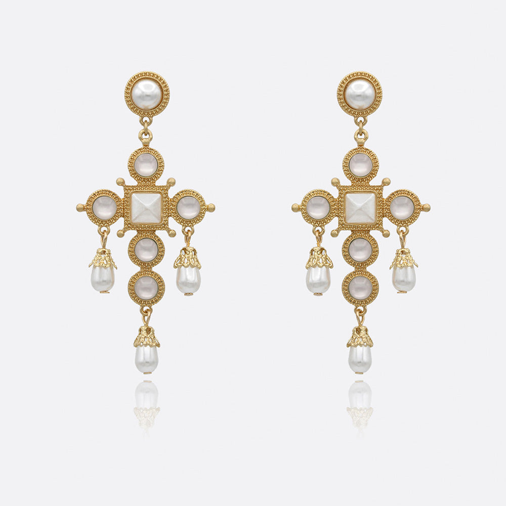 Vintage Acrylic Cat's eye Large Cross Drop Earrings