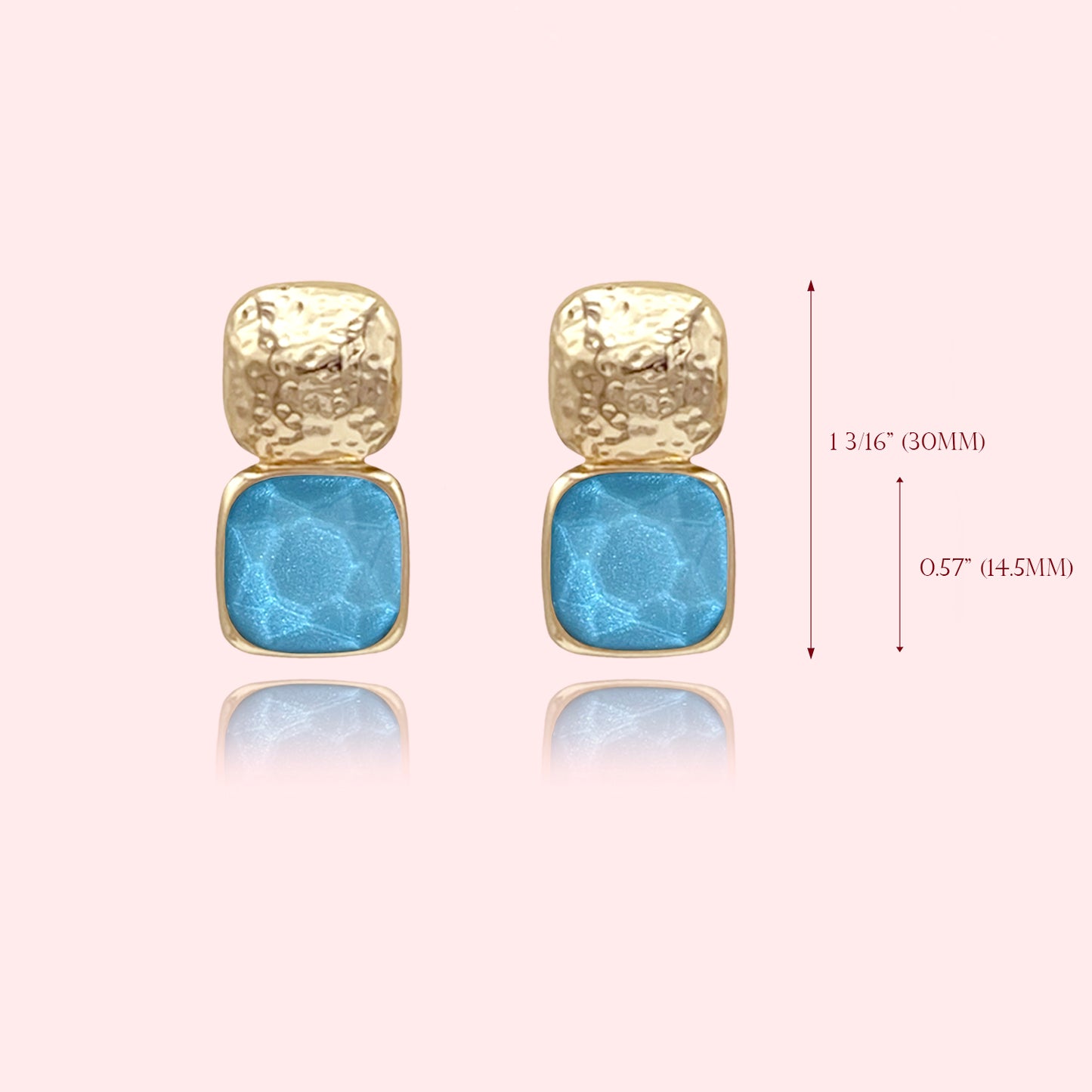 Statement Faceted Stone Stud Earrings, Bold Faceted Cushion Cut Stone Post Earrings, Color Block Faceted Cushion Cut Pendant Necklace