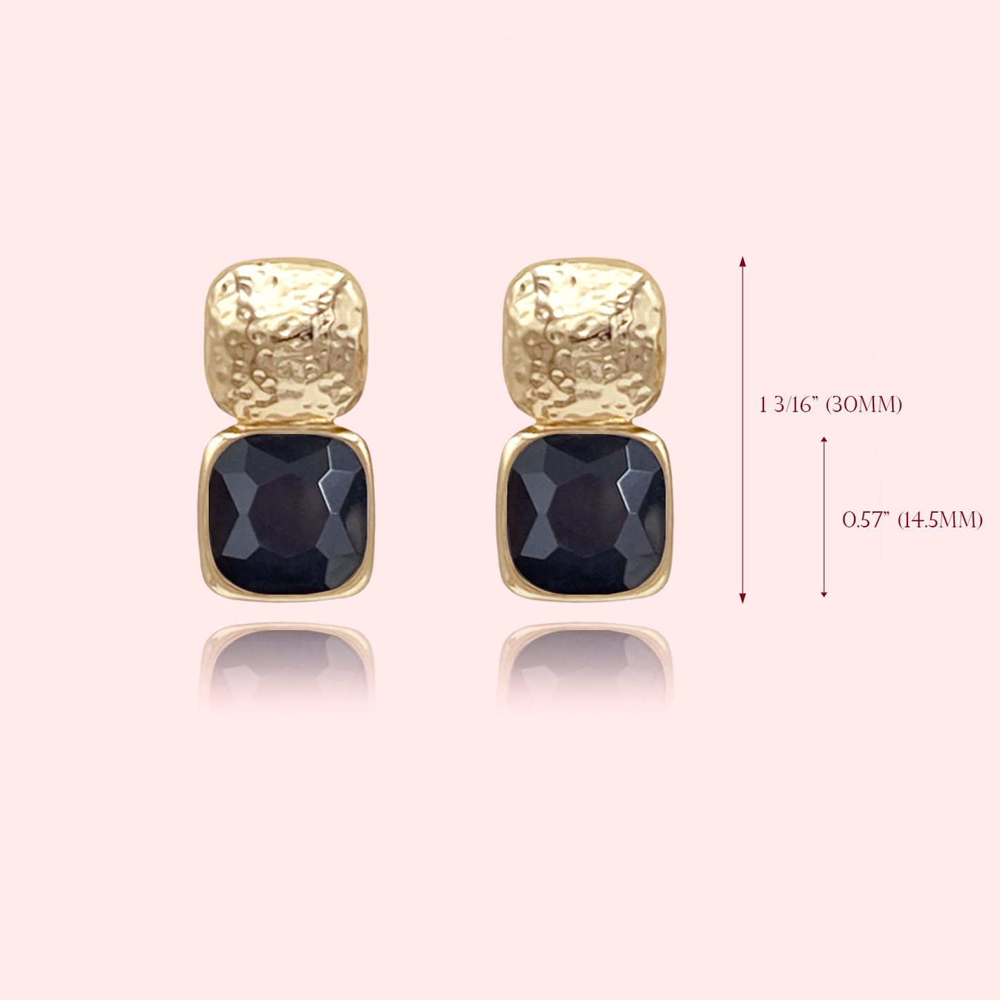 Statement Faceted Stone Stud Earrings, Bold Faceted Cushion Cut Stone Post Earrings, Color Block Faceted Cushion Cut Pendant Necklace