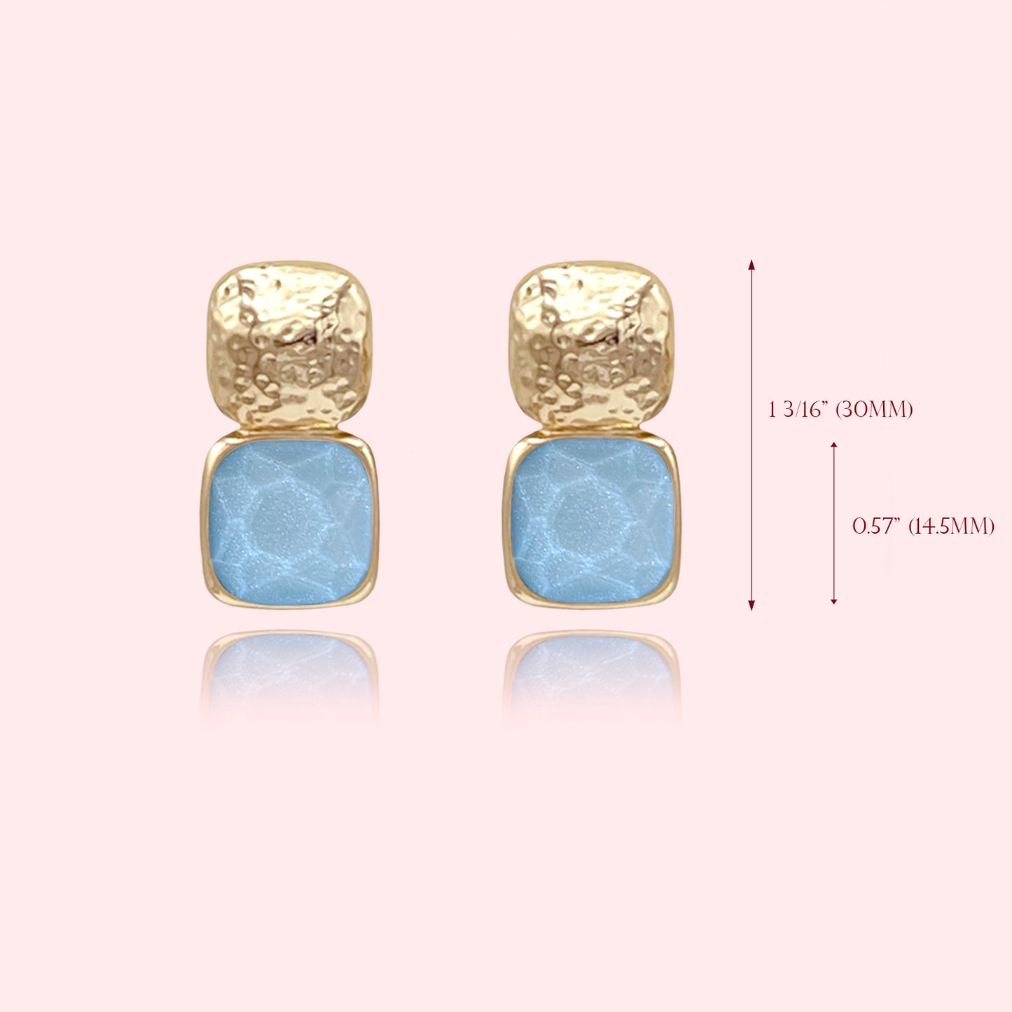 Statement Faceted Stone Stud Earrings, Bold Faceted Cushion Cut Stone Post Earrings, Color Block Faceted Cushion Cut Pendant Necklace