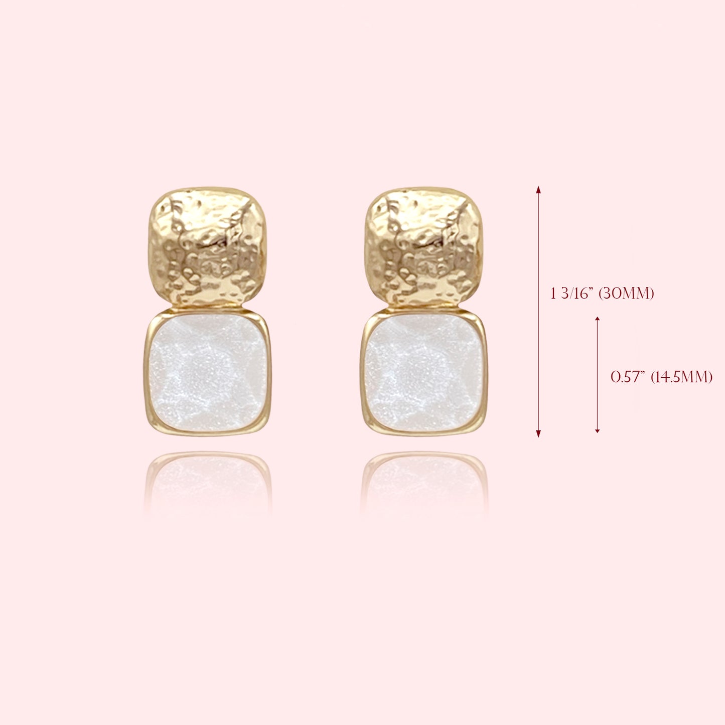 Statement Faceted Stone Stud Earrings, Bold Faceted Cushion Cut Stone Post Earrings, Color Block Faceted Cushion Cut Pendant Necklace