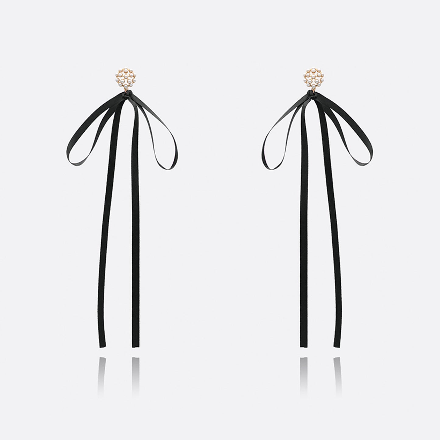 Satin Bow and Pearl Earrings