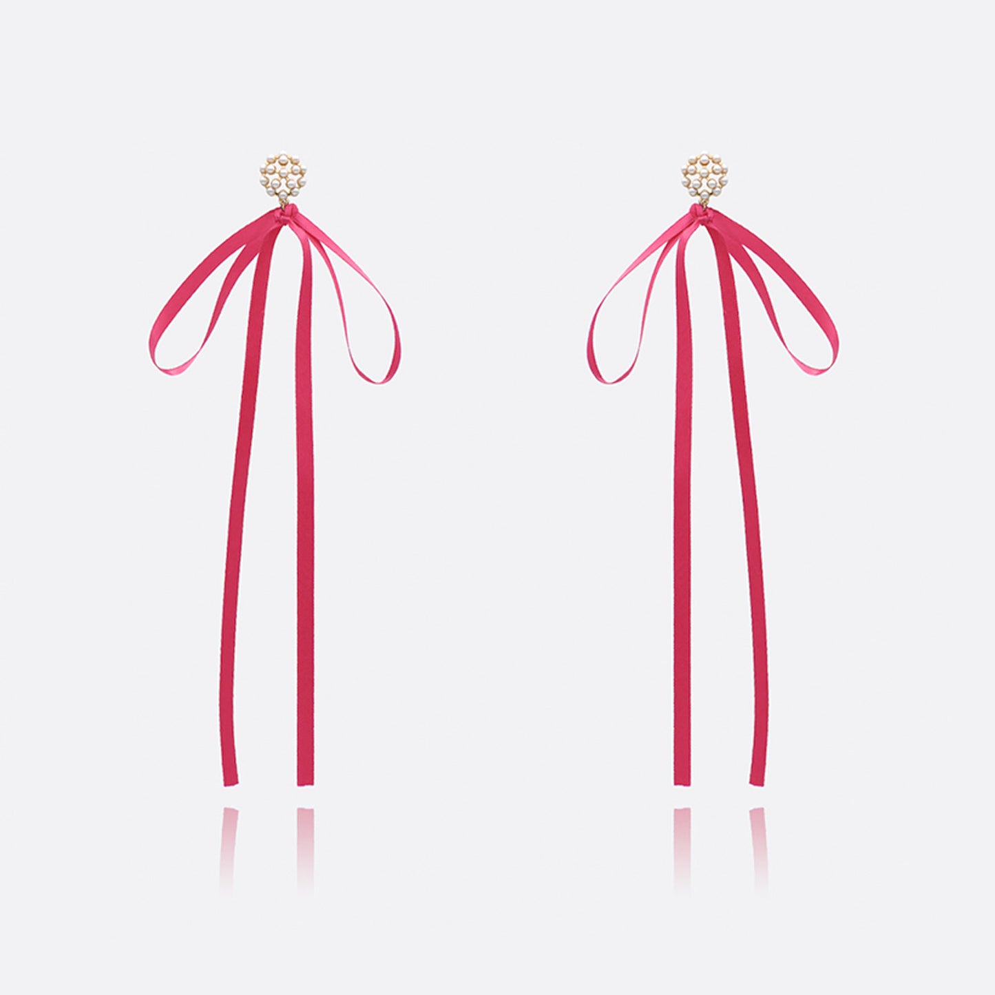 Satin Bow and Pearl Earrings