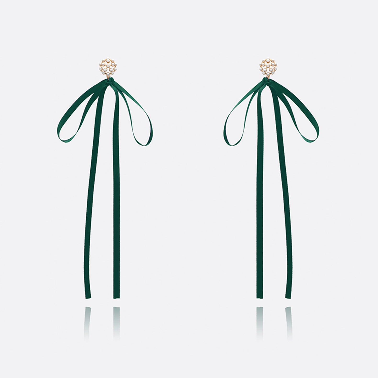 Satin Bow and Pearl Earrings