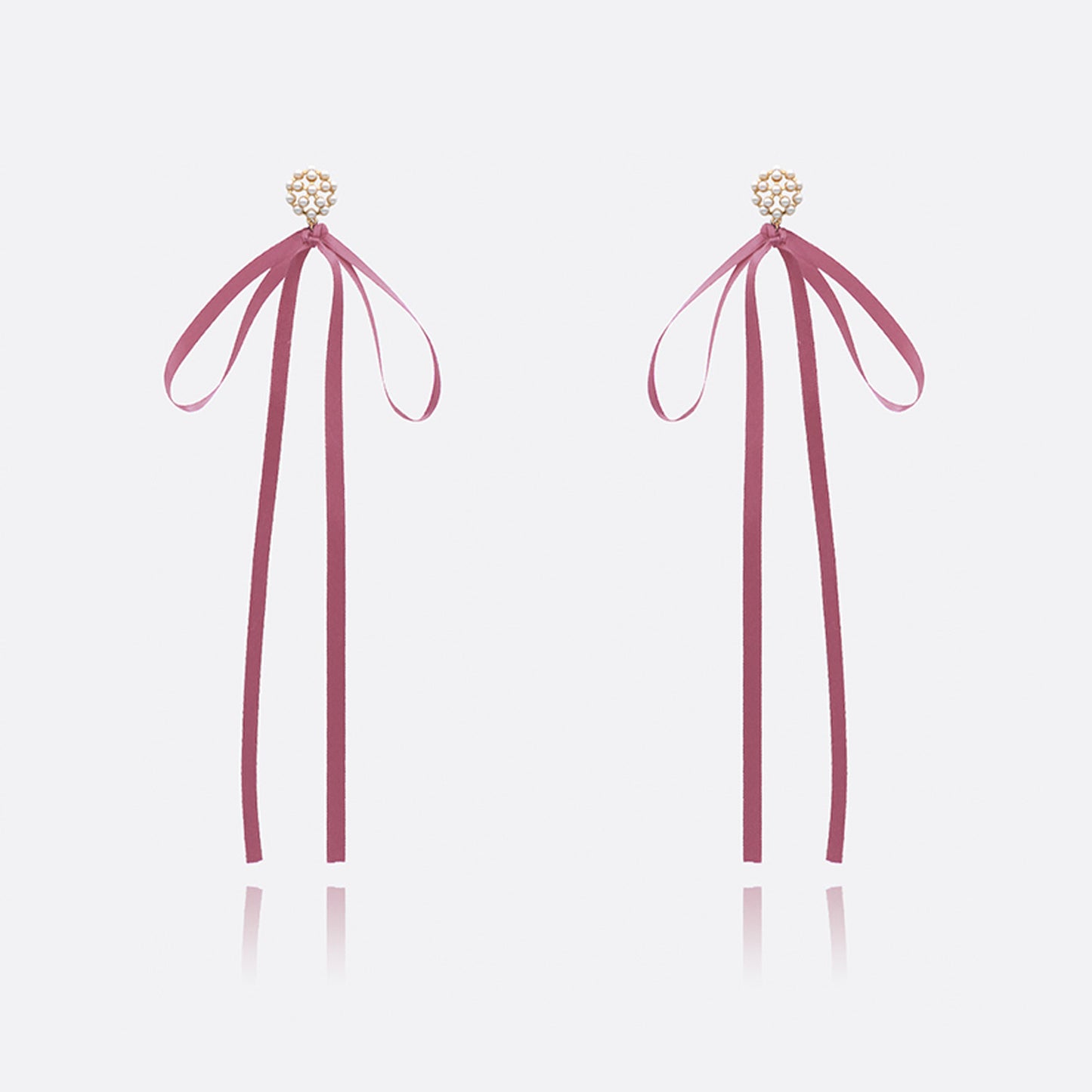 Satin Bow and Pearl Earrings