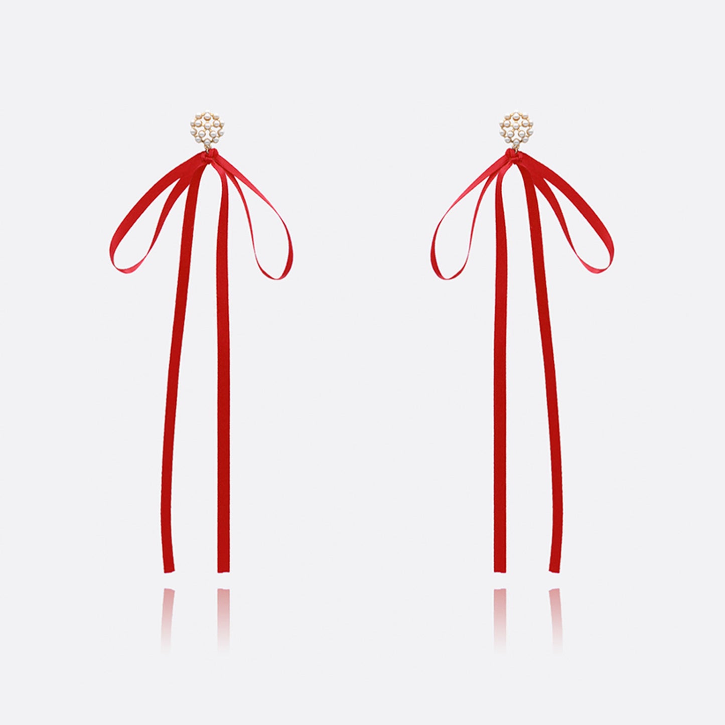 Satin Bow and Pearl Earrings