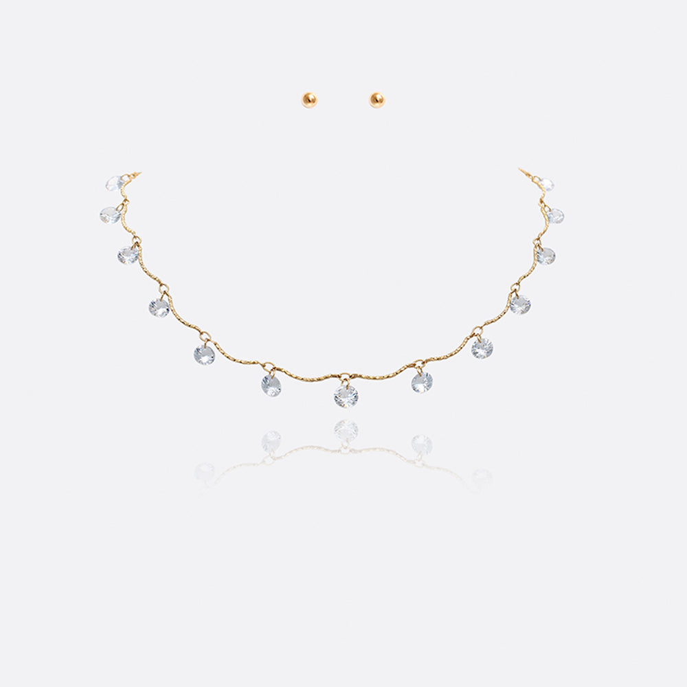 Glass Stone Dangle Necklace