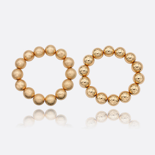 Chunky Gold Ball Bead Bracelet 2 Set
