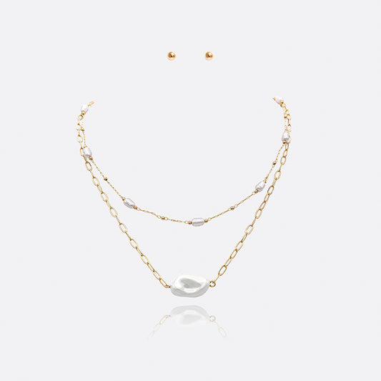 Pearl Pendant Layered Necklace