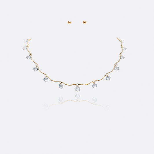 Glass Stone Dangle Necklace
